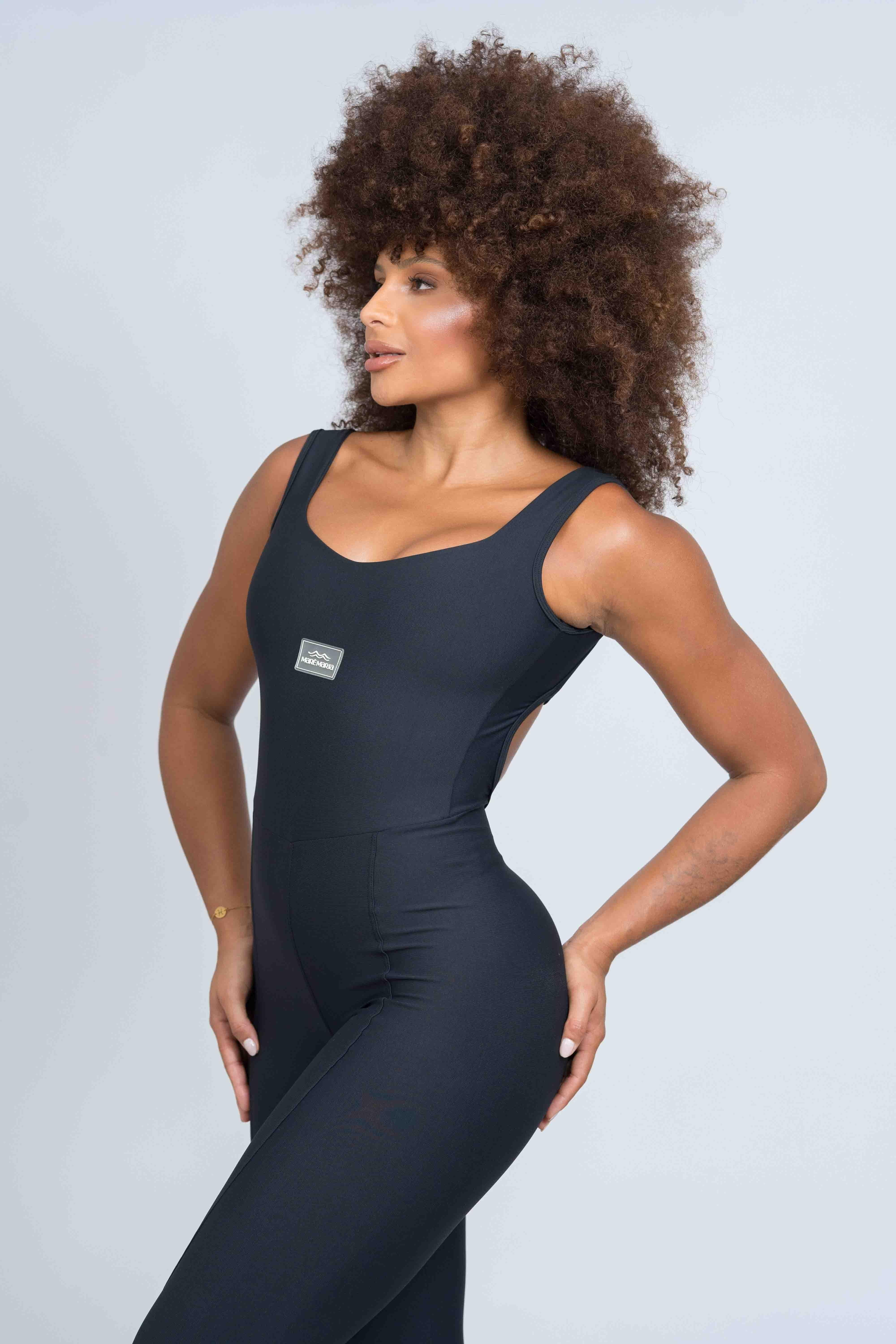 Macacão fitness Classico Preto compressão