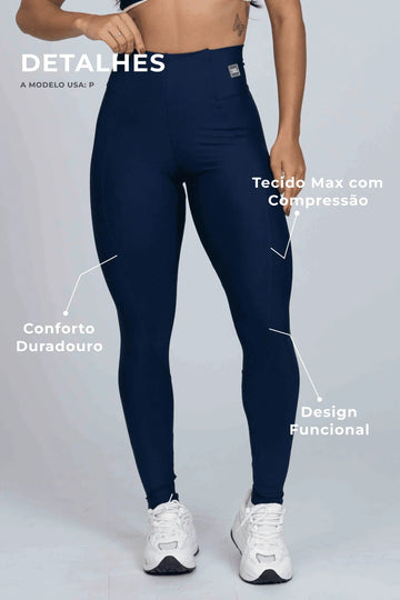 Calça Legging fitness Classic Azul Marinho compressão