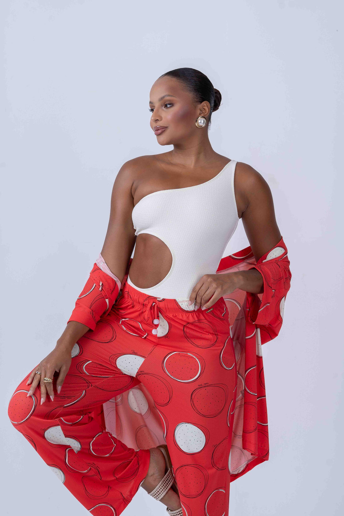 Calça pantalona beach estampa Pitaya