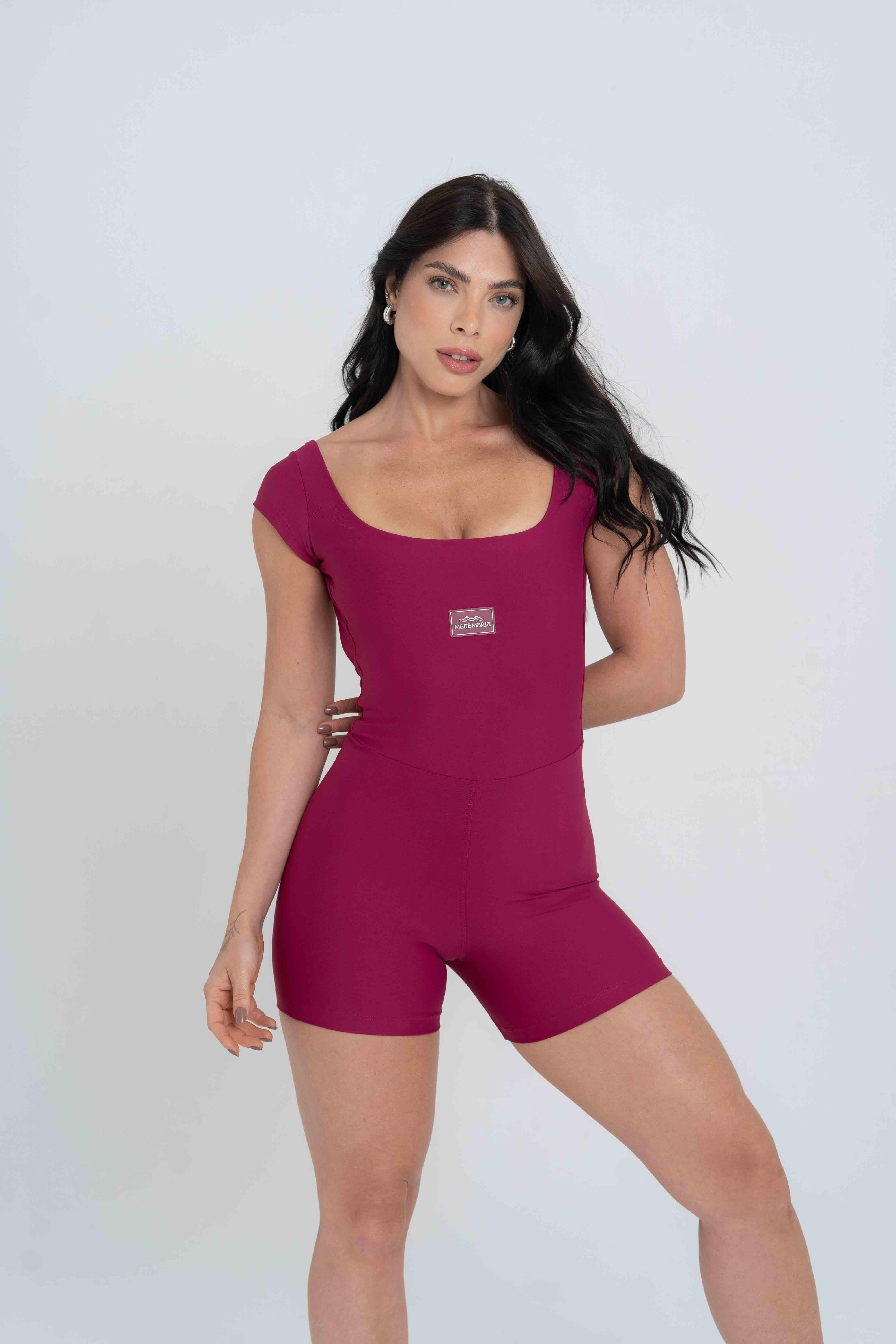 Macaquinho Fitness Wave Rouge compressão