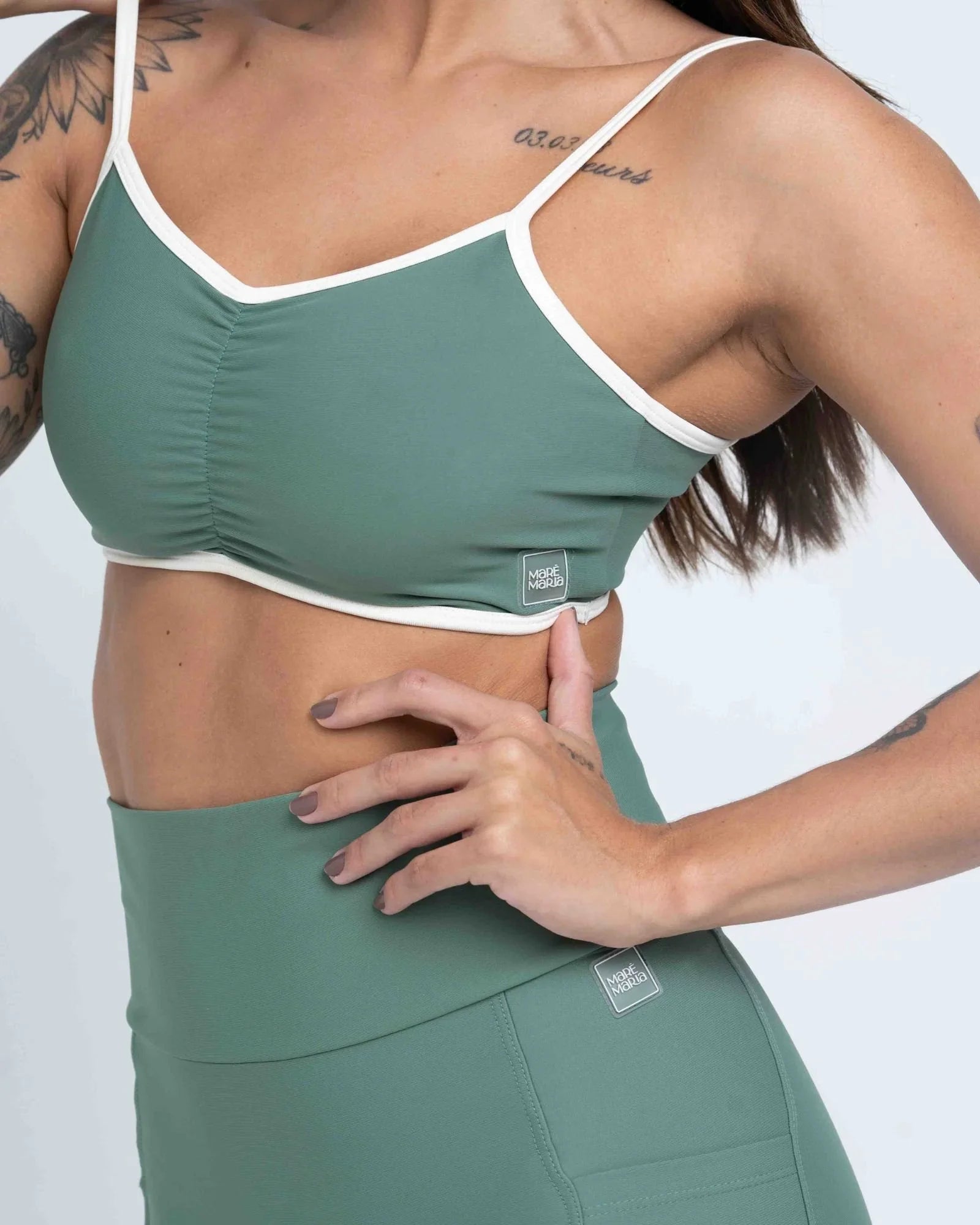 Top Fitness Fresh Duo Verde Eucalipto com Off White