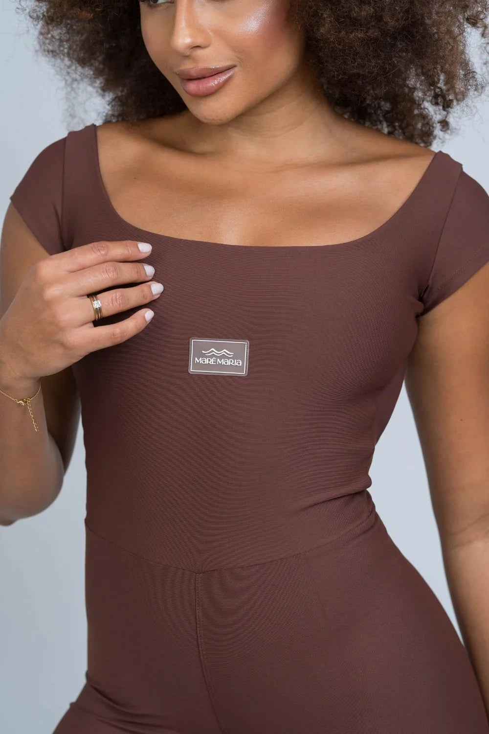 Macaquinho Fitness Wave Chocolate Dark compressão