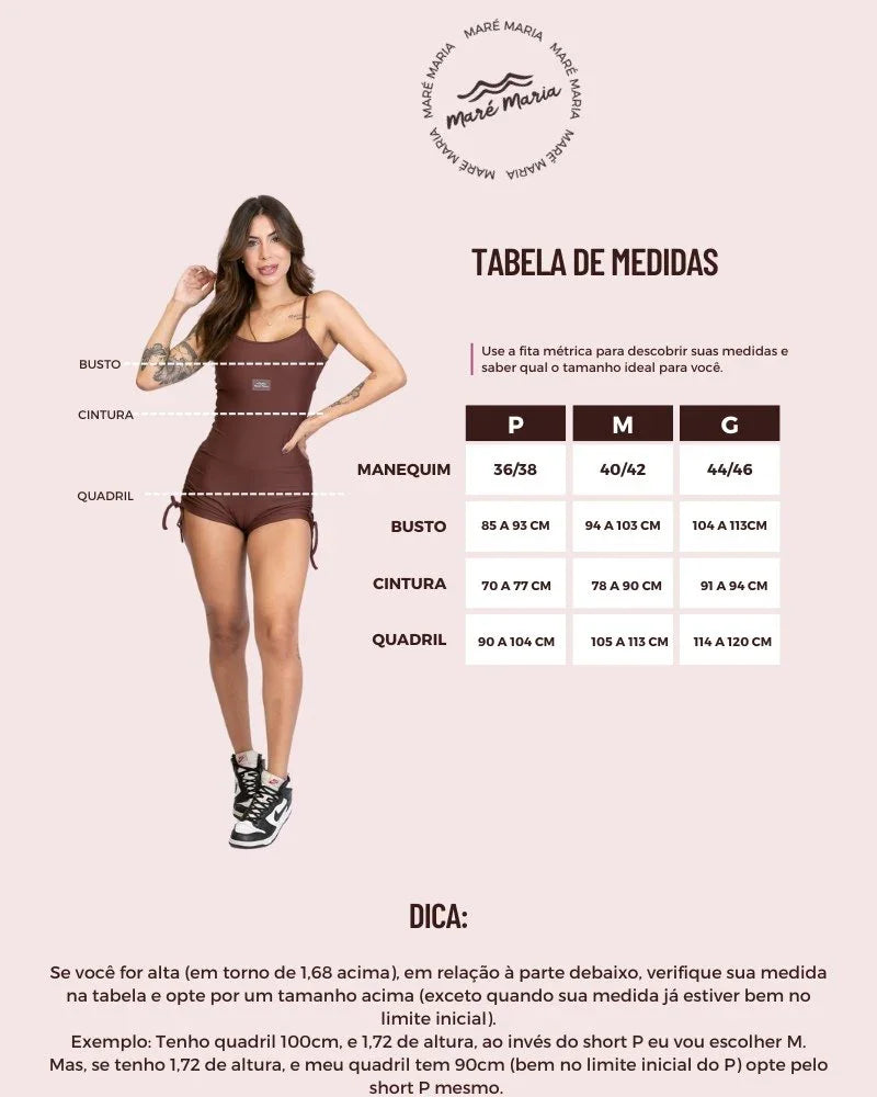 Macaquinho Fitness Wave Chocolate Dark compressão