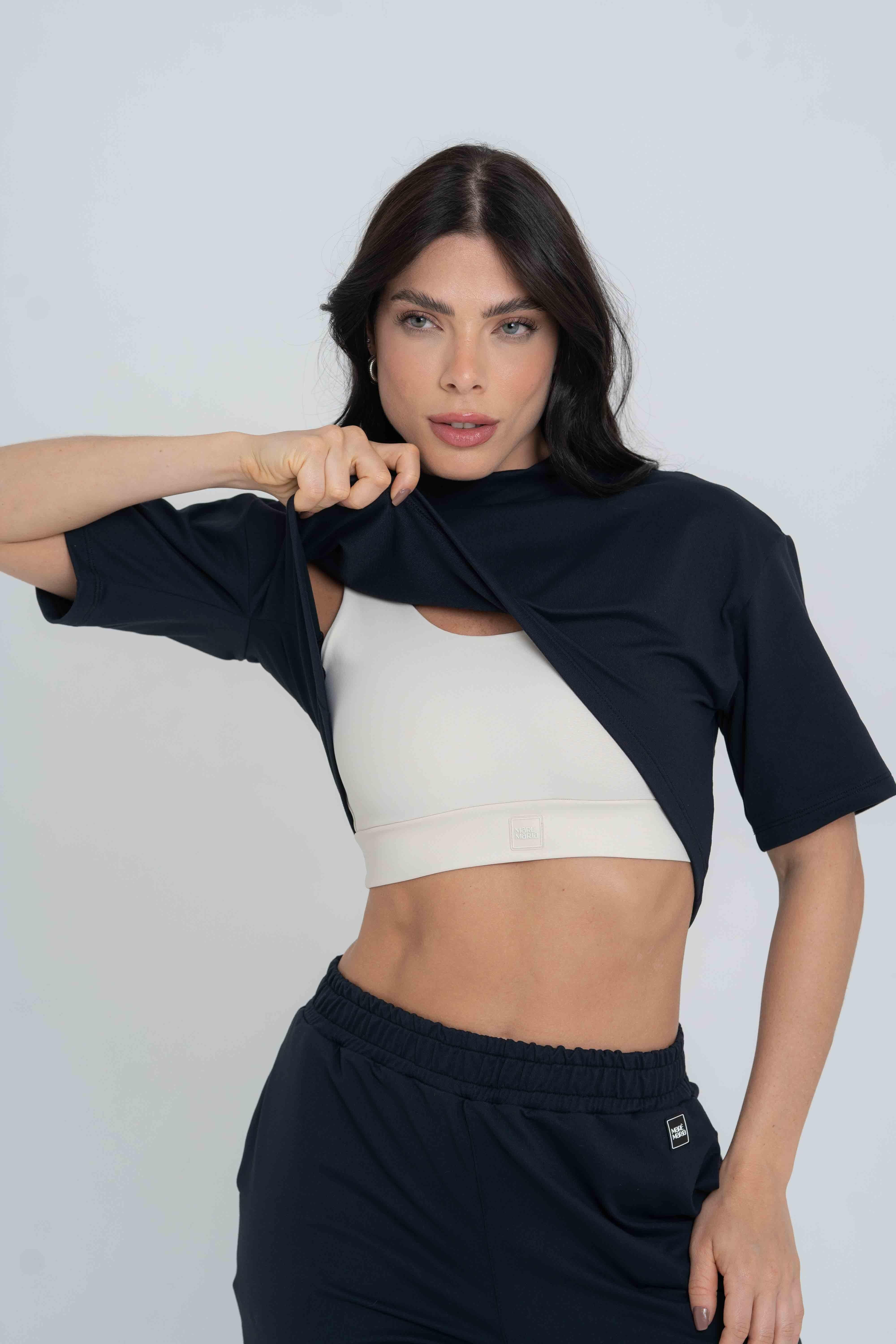 Dueto de Cropped Mach Preto com Luna