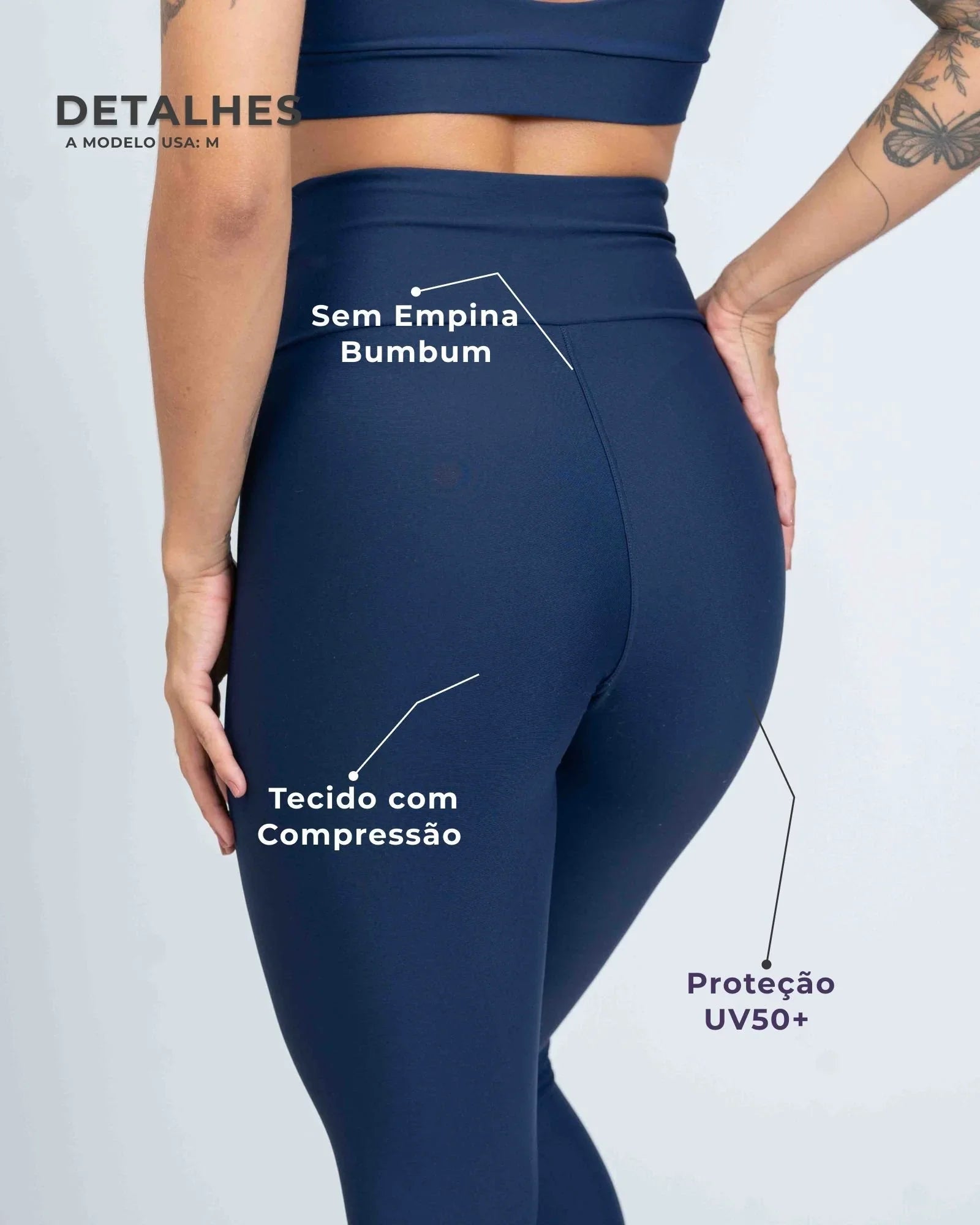 Calça Legging Slim Match Point Azul Marinho