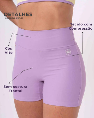 Short Fitness Confort sem costura frontal Lavanda compressão S/ empina