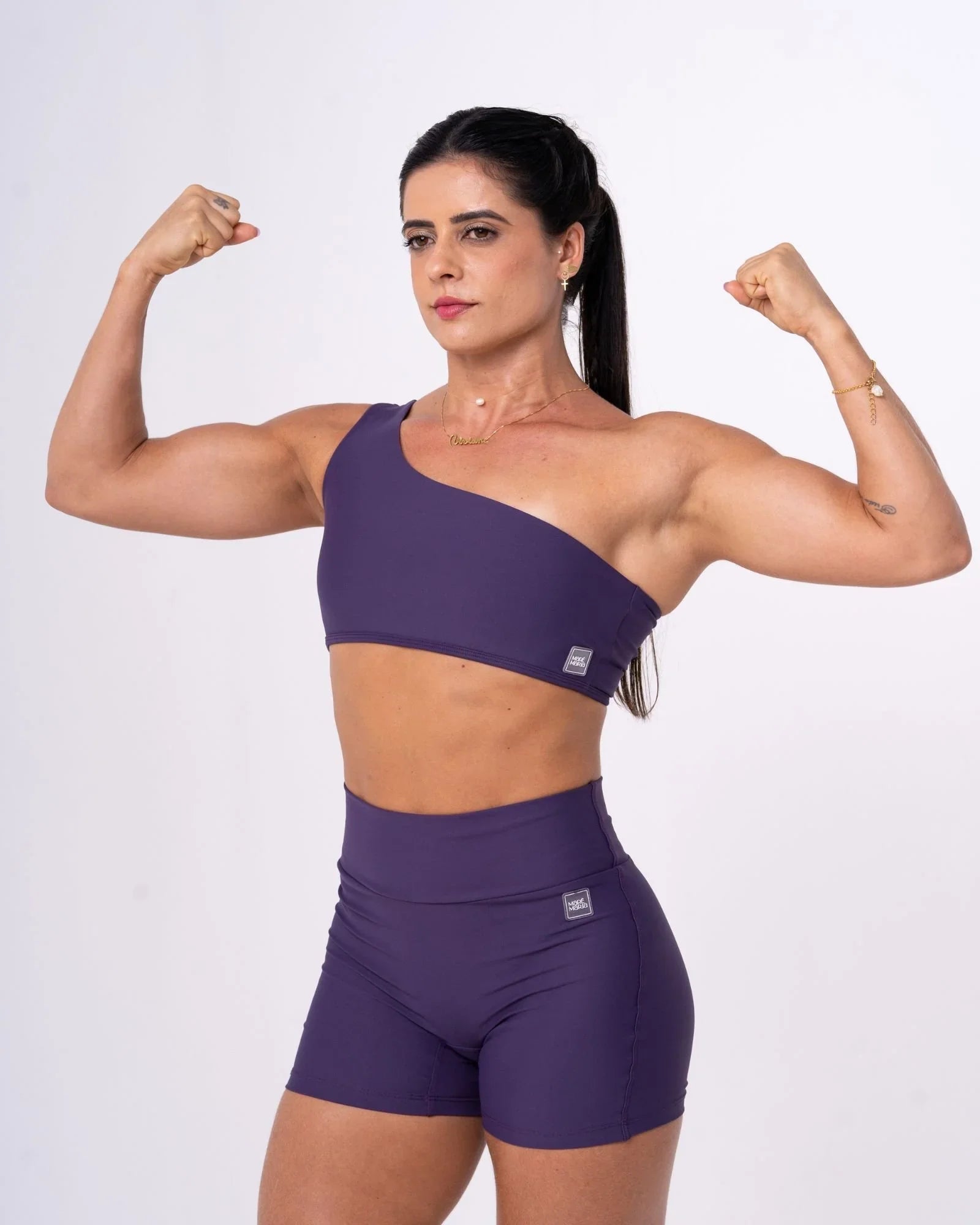 Short Fitness Confort sem costura frontal Violeta compressão S/ empina