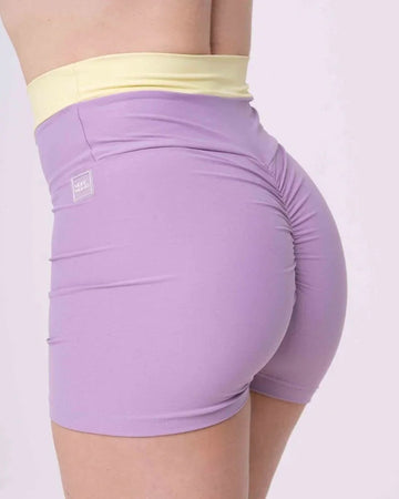 Short Fitness Duo Lavanda com Chá Verde empina bumbum