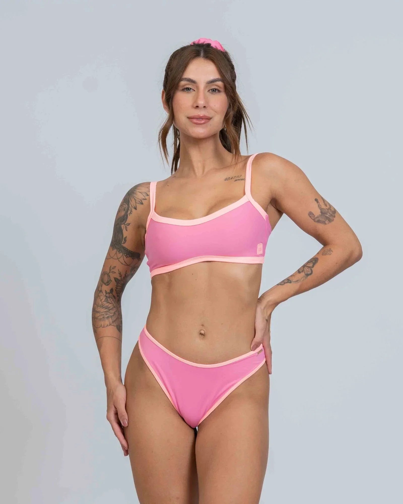 Calcinha Asa Delta Duo Rosa Malibu com Coral