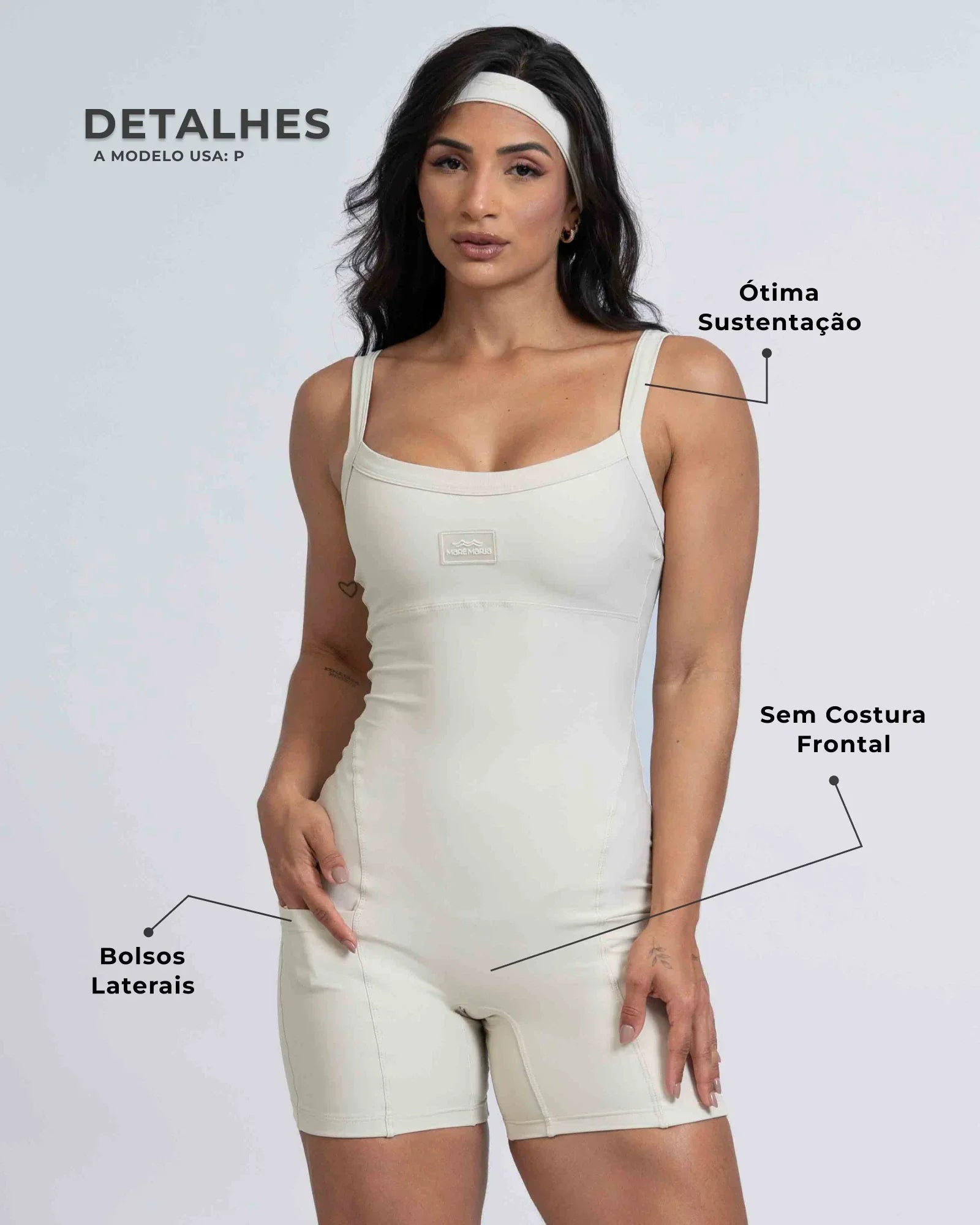 Macaquinho Fitness Flow Luna com bolso