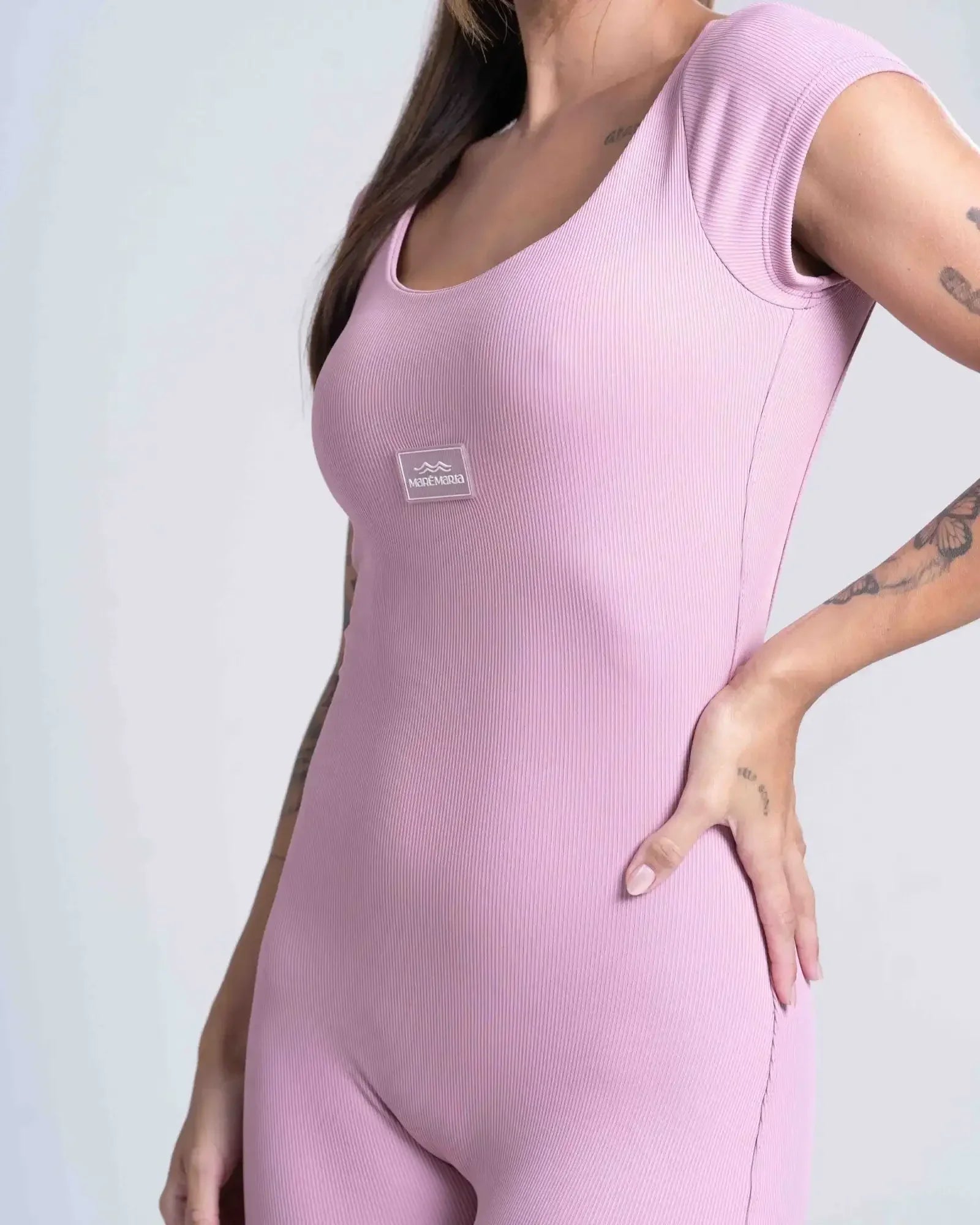 Macacão Wave Canelado sem costura frontal